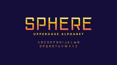 Tipografi vektörü, modern yazı tipi, geleceksel alfabe. Çizim tasarımları. Geometrik teknoloji yazı tipleri.