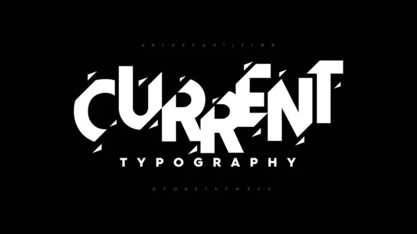 Soyut tipografi alfabesi yazı tipi. Vektör illüstrasyon grafik tasarımları, fütürist modern poster yazı tipi.