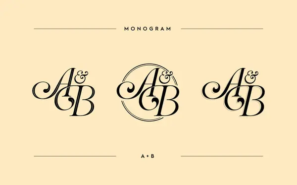 Zarif alfabe AB monogramı. Baş harfleri A ve B harfleri. Lüks güzellik süslemesi logosu. Vektör illüstrasyonu.