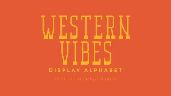 Ročník Klasický Západní Typografie Font Set Design Abeceda Vektorovou Ilustrací — Stockový vektor