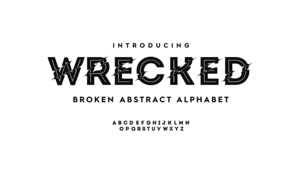 Broken Rough Inline Abstract Typography Modern Typeface Rough Vector Illustration — Stock Vector