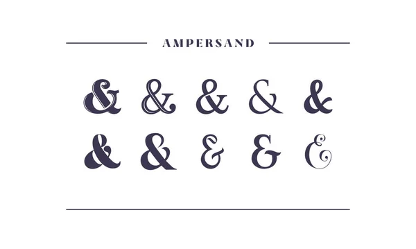 Elegant Stylish Ampersand Decoration Custom Invitation Sans Serif Decorative Collection — Stock Vector