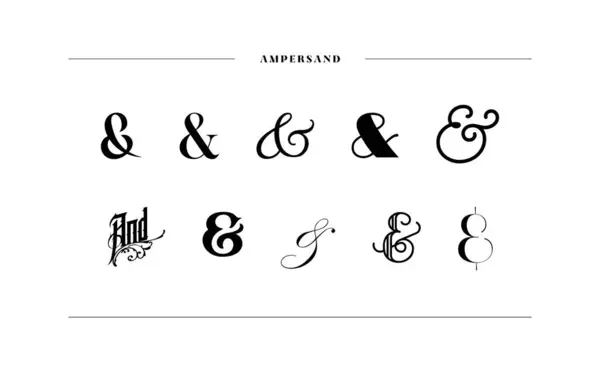 Collection Decoration Ampersands Stylish Ampersand Stock Template Wedding Invitations Vector — Stock Vector