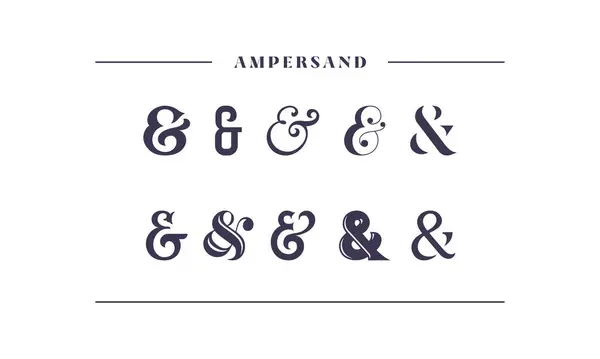 Амперсанд Типографии Свадебного Приглашения Шаблонный Символ Амперсов Sans Serif Декоративного — стоковый вектор