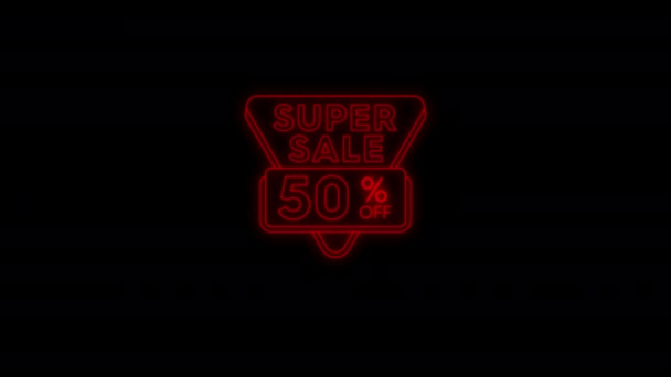 Super Sale Продвижение Видео Анимации Движение Графический Актив Неоновой Стильной — стоковое видео
