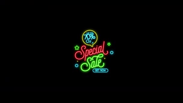 Speciální Prodej Sleva Propagační Produkt Video Video Pohybová Grafika Neonovým — Stock video