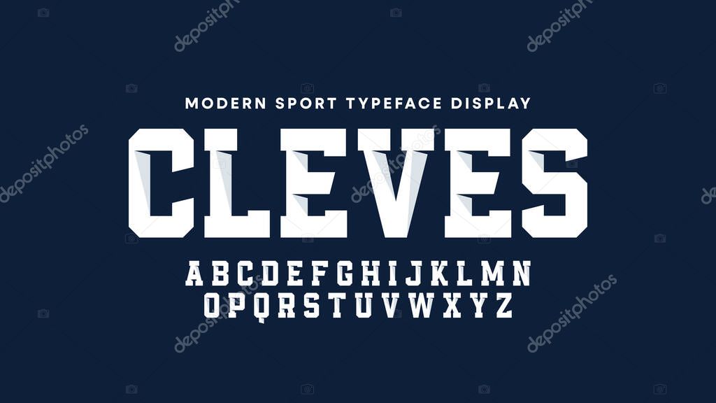 Varsity alphabet font. Sport typography technology digital movie logo fonts