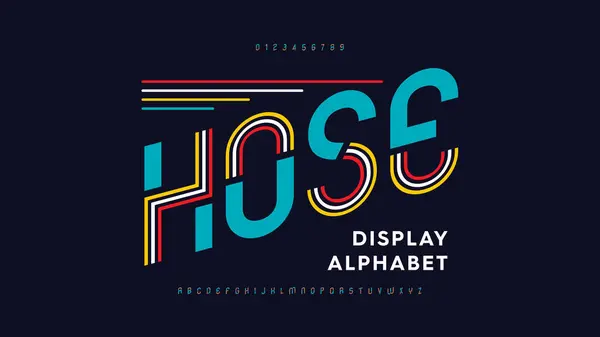 Line Art Lettertype Set Typografie Buigen Lettertypen Set Ontwerp Alfabet — Stockvector