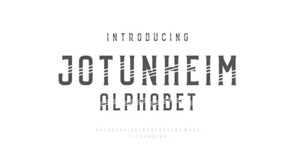 Modern fütürist çizgili yazı tipi ve alfabe. Tipografi yoğunlaştırılmış levha serif tasarımı.