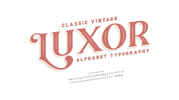 Klasik tipografi zarif. Klasik stil yazı tipi. Alfabe ve numaralandırma büyük harf. Vektör illüstrasyon kelimesi.