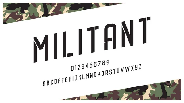 Elegante Alfabeto Fonte Militar Ilustração Vetorial Tipografia Definido Para Número — Vetor de Stock