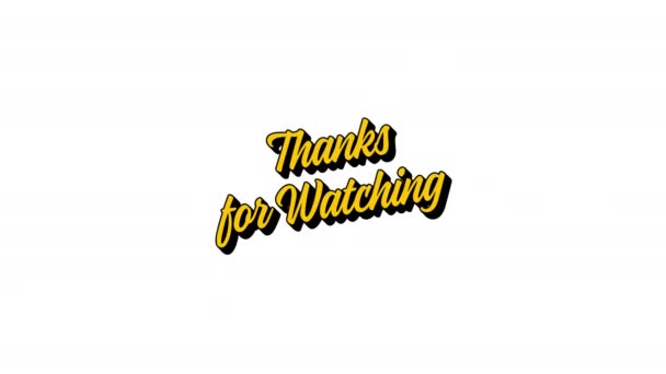 Thanks Watching Kinetic Typography Lettering Shadow Animation Text Perfect Words — Stock Video