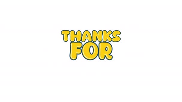 Thanks Watching Fun Cute Animation Text Perfect Words Closing Your — Stock Video