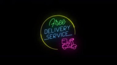 Ücretsiz Teslimat Hareketi Grafiği: Canlandırılmış neon ışığın hareketten bastırılmış ışıltıya geçişinin kusursuz döngüsü. Kapanış saatleri olan işler için ideal. Yüksek çözünürlük  