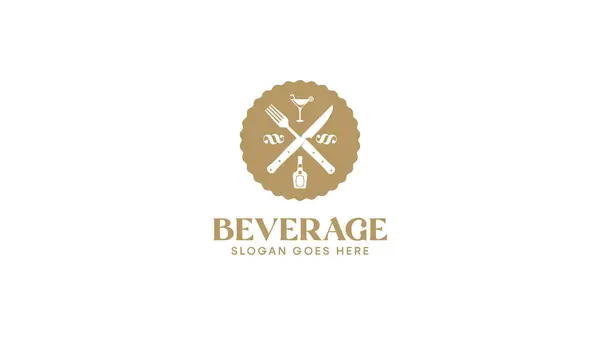 Logotipo Emblema Ilustração Vetorial Vintage Para Restaurante Bebida Com Ícones — Vetor de Stock