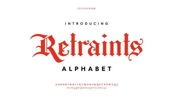 Yeni modern gotik tasarımlar. Alfabe harfleri yazı tipi ve numarası. Tipografi yazı tipleri düzenli, yazı tipi büyük ve küçük harfli ampersand.