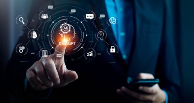 ChatGPT Chat with AI or Artificial Intelligence technology, business use AI smart technology by inputting, deep learning Neural networks to understand, respond to user inputs. future technology