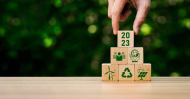 ESG 2023 concept of environmental, social and governance. Sustainable corporation development. long-term sustainability and societal impact of companies, organizations, and investments.