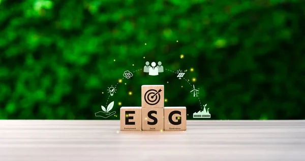 Esg Begreppet Miljö Sociala Frågor Och Samhällsstyrning Hållbar Företagsutveckling Långsiktig — Stockfoto