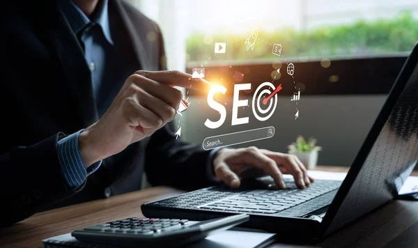 Business People Use Seo Tools Unlocking Online Potential Boost Visibility — Stock Photo, Image