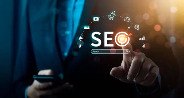 stock image business people use SEO tools, Unlocking online potential. Boost visibility, attract organic traffic, and dominate search engine rankings with strategic optimization techniques. digital marketing