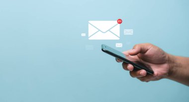 Email marketing concept, Business people use email to promote products or services. online marketing strategy that reach target customers, email newsletter, checking message box, information online.