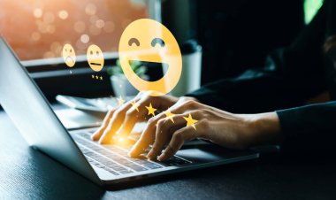 Customer review satisfaction feedback survey concept. Business people rate service experience and product quality or staff friendliness and overall value for the price. information, amend, improve