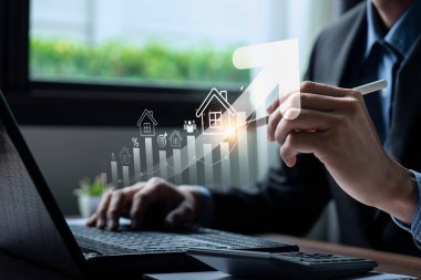 Emlak sektörü konsepti, karlı gayrimenkul yatırım stratejileri İkamet değeri ve büyüme analizi optimal finansal başarı için doğru ipoteği seçmek Emlak ajansı