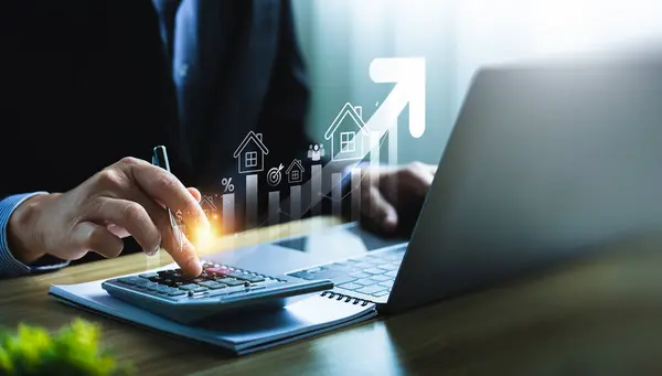 Emlak sektörü konsepti, karlı gayrimenkul yatırım stratejileri İkamet değeri ve büyüme analizi optimal finansal başarı için doğru ipoteği seçmek Emlak ajansı