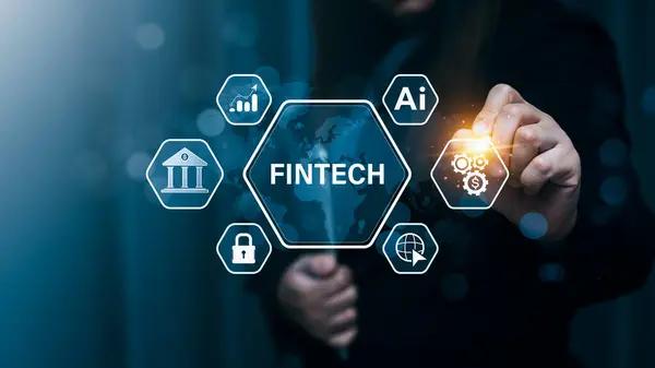 Fintech Technology, Integration of Financial Technology, Yapay Zeka ve Modern Business Solutions in a Digital Era, Internet ödemesi, online alışveriş, finansal teknoloji konsepti.