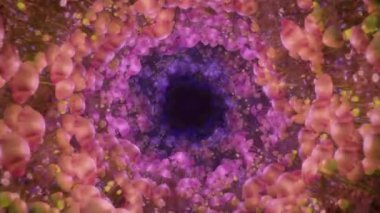 Trippy psychedelic magic mantarlar güzel müzik arkaplanı için tünel sanat animasyonları uçurur. Üçüncü gözünü aç.