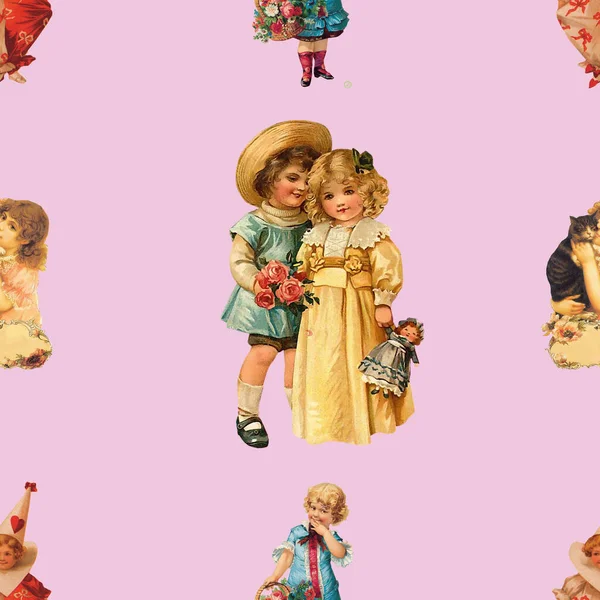 Patroon Baby Wallpaper Voor Meisje — Stockvector