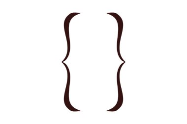 Parantez parantez vektörü. Metin için doğrusal şekil simgesi. Matematiğin tipografik sembolleri. Sarı arka planda düz çizimler. Düz çizimler. Vektör illüstrasyonu