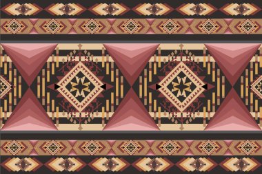 Etnik model, geometrik, arka planda, kırmızı kahverengi, tasarım, kabile kumaşı, Amerikan yerlisi, fayanslar ve halılar için. Vektör çizimi, kusursuz, karmaşık süs deseni, kültürel tarzda, geleneksel.
