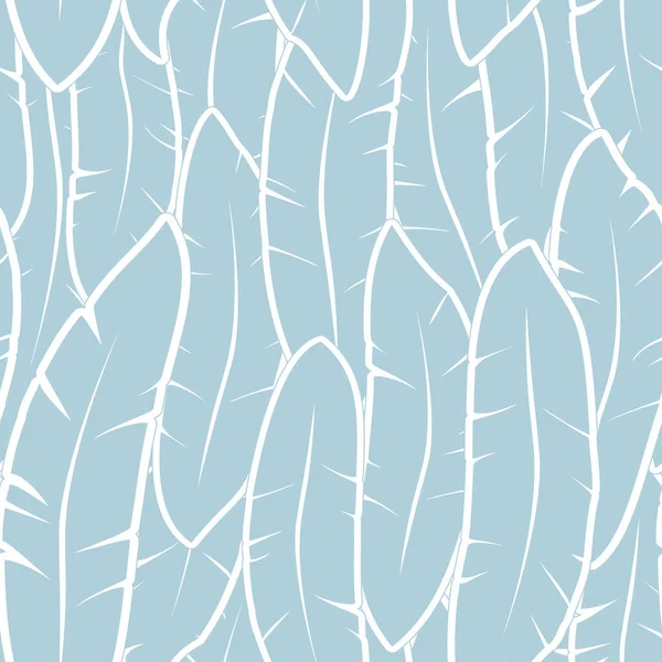 Patrón Plumas Azules Con Borde Blanco Fondo Plumas Dibujadas Mano — Archivo Imágenes Vectoriales