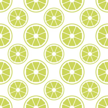 Beyaz arka planda limon dilimleri. Sarı limon dilimleri, basit narenciye süsü. Vektörsüz desen.