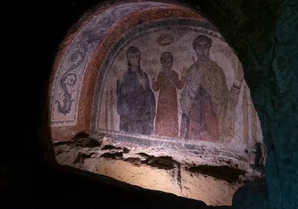 Катакомбы Сан Дженнаро Неаполь Италия Вид Погребальной Картины Религиозными Мотивами — стоковое фото