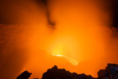 Lava lake in the Erta Ale volcano. Danakil depression, Ethiopia, Africa