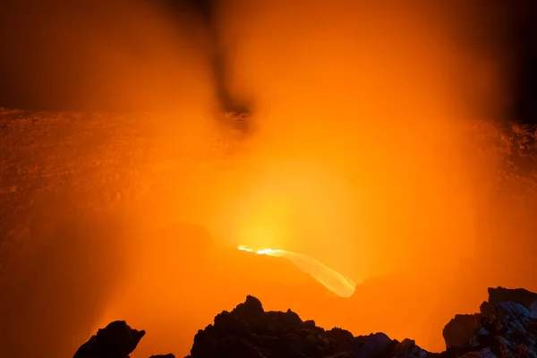 Lava lake in the Erta Ale volcano. Danakil depression, Ethiopia, Africa