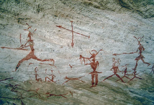 Prehistoryczne Petroglify Rock Art Góry Akakus Sahara Libia Afryka — Zdjęcie stockowe