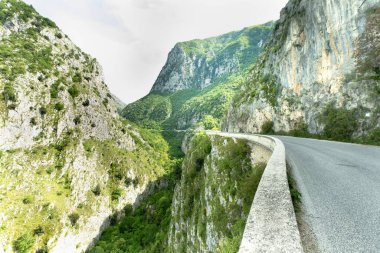 Mountain landscape along the road of Gole del Sagittario, famous canyon in Abruzzo, Italy, L Aquila province