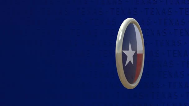 Rotating Badge Flag Texas State Dark Blue Background Loopable Video — Stock video