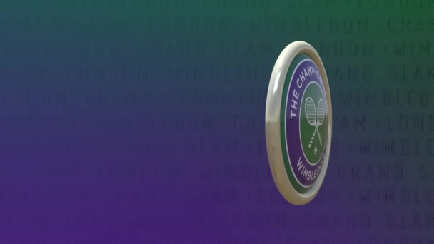 Distintivo Rotante Con Logo Del Campionato Grande Slam Tennis Wimbledon — Video Stock