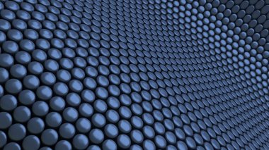 Mavi noktalarla yapılan eğri soyut arkaplan. 3d oluşturma.