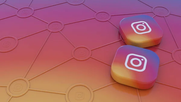 Dois Emblemas Instagram Fundo Colorido Que Representa Conceito Conectividade Através — Fotografia de Stock