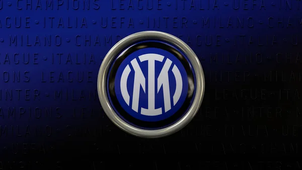 Siyah Mavi Arkaplanlı Milano Milano Futbol Kulübü Nün Logosunun Olduğu — Stok fotoğraf