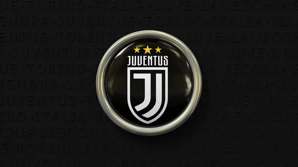 Rendering Badge Logo Juventus Football Club Black Background Italian Soccer — Stock Photo, Image