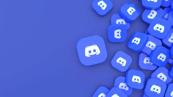 Rendering Bunch Badges Icon Discord Blue Background — Stock Photo, Image