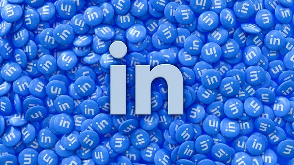 Representación Logotipo Linkedin Montón Pastillas Con Icono Aplicación —  Fotos de Stock