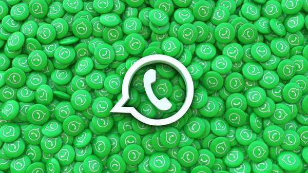 Render Dari Logo Whatsapp Pada Sekelompok Pil Dengan Ikon Aplikasi — Stok Foto